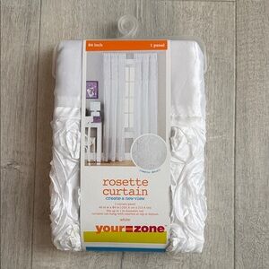 Your Zone Elegant White Rosette Curtain Panel